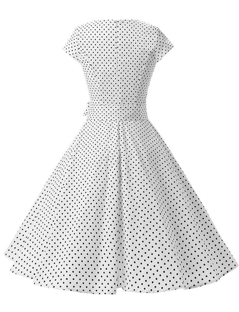 Dress Vintage Printed Dot A-Line O-Neck Bow Sashes Mssaz Desses