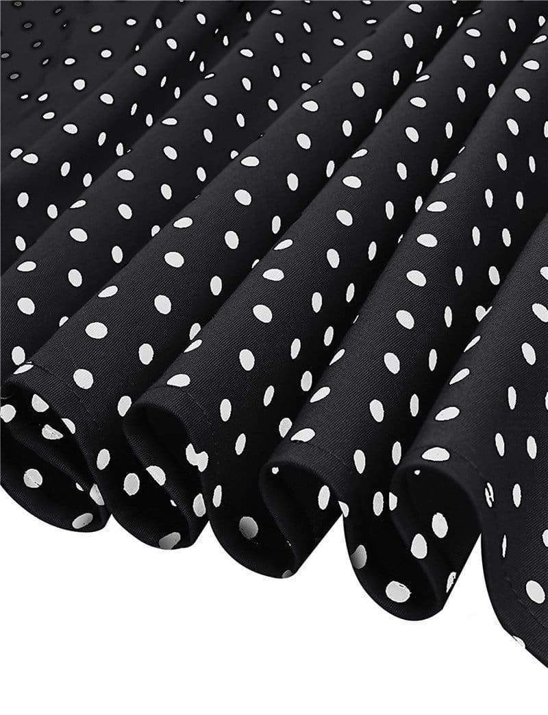 Dress Vintage Printed Dot A-Line O-Neck Bow Sashes Mssaz Desses