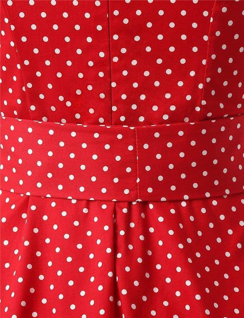 Dress Vintage Printed Dot A-Line O-Neck Bow Sashes Mssaz Desses