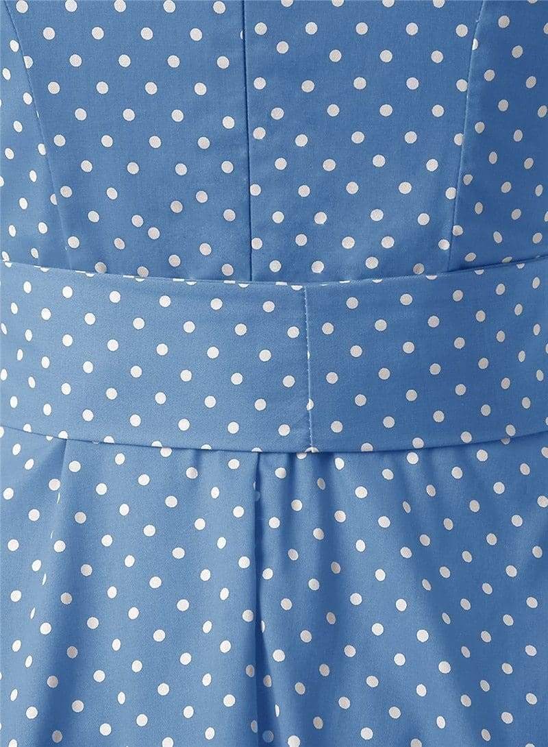 Dress Vintage Printed Dot A-Line O-Neck Bow Sashes Mssaz Desses