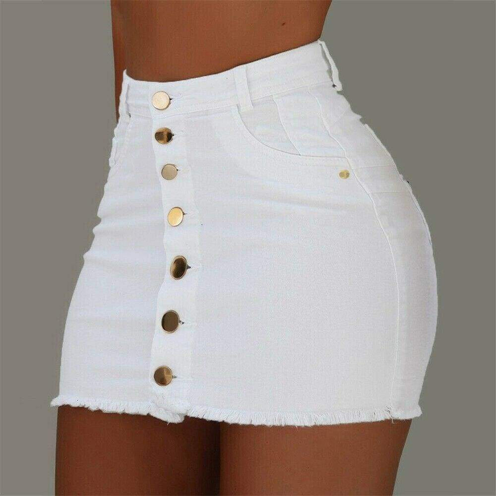 High Waist Button Skirt Denim Jean Bodycon Casual Party A-line Short Stretch Mini Dress Mssaz Desses