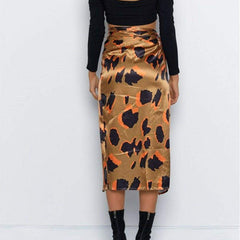 High Waist Leopard Print Split Midi Sundress Mssaz Desses