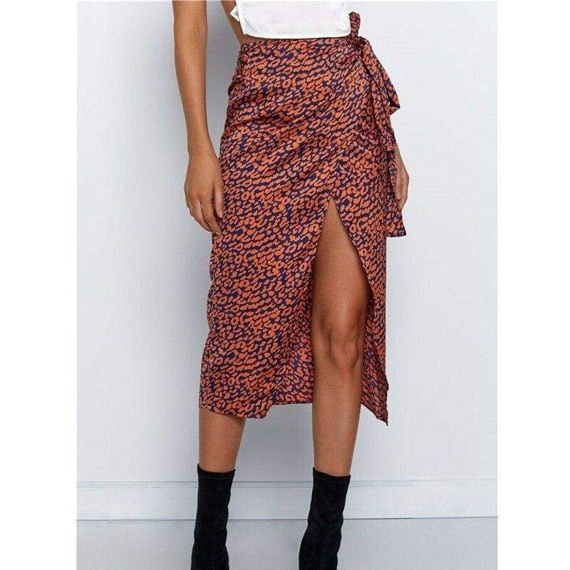 High Waist Leopard Print Split Midi Sundress Mssaz Desses