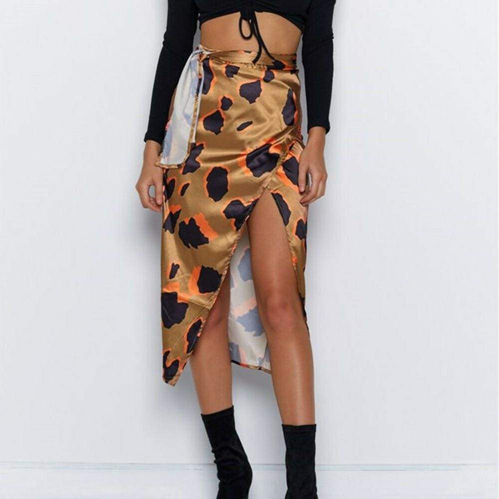 High Waist Leopard Print Split Midi Sundress Mssaz Desses
