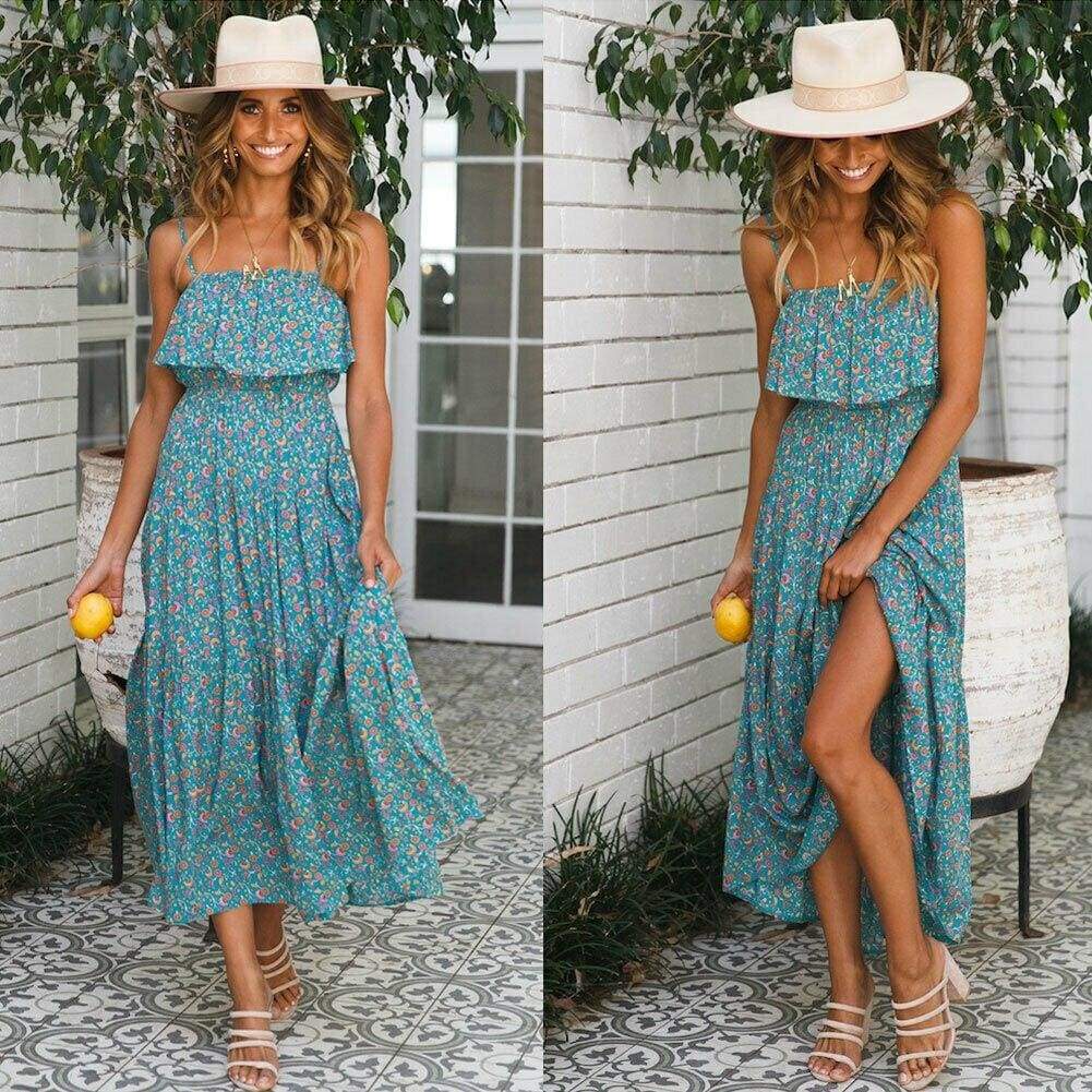 Ladies  Boho Maxi Sundress Mssaz Desses