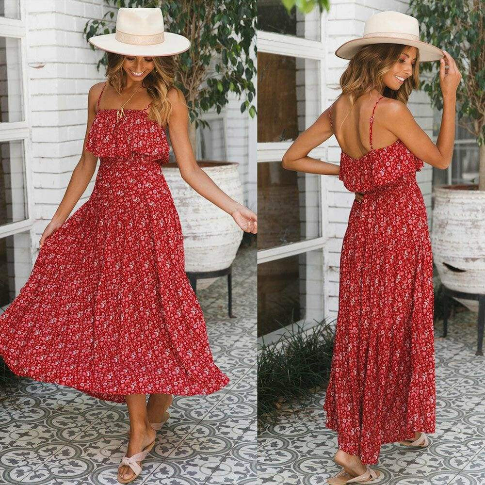 Ladies  Boho Maxi Sundress Mssaz Desses