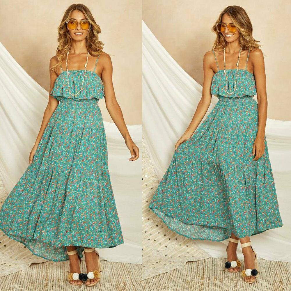 Ladies  Boho Maxi Sundress Mssaz Desses
