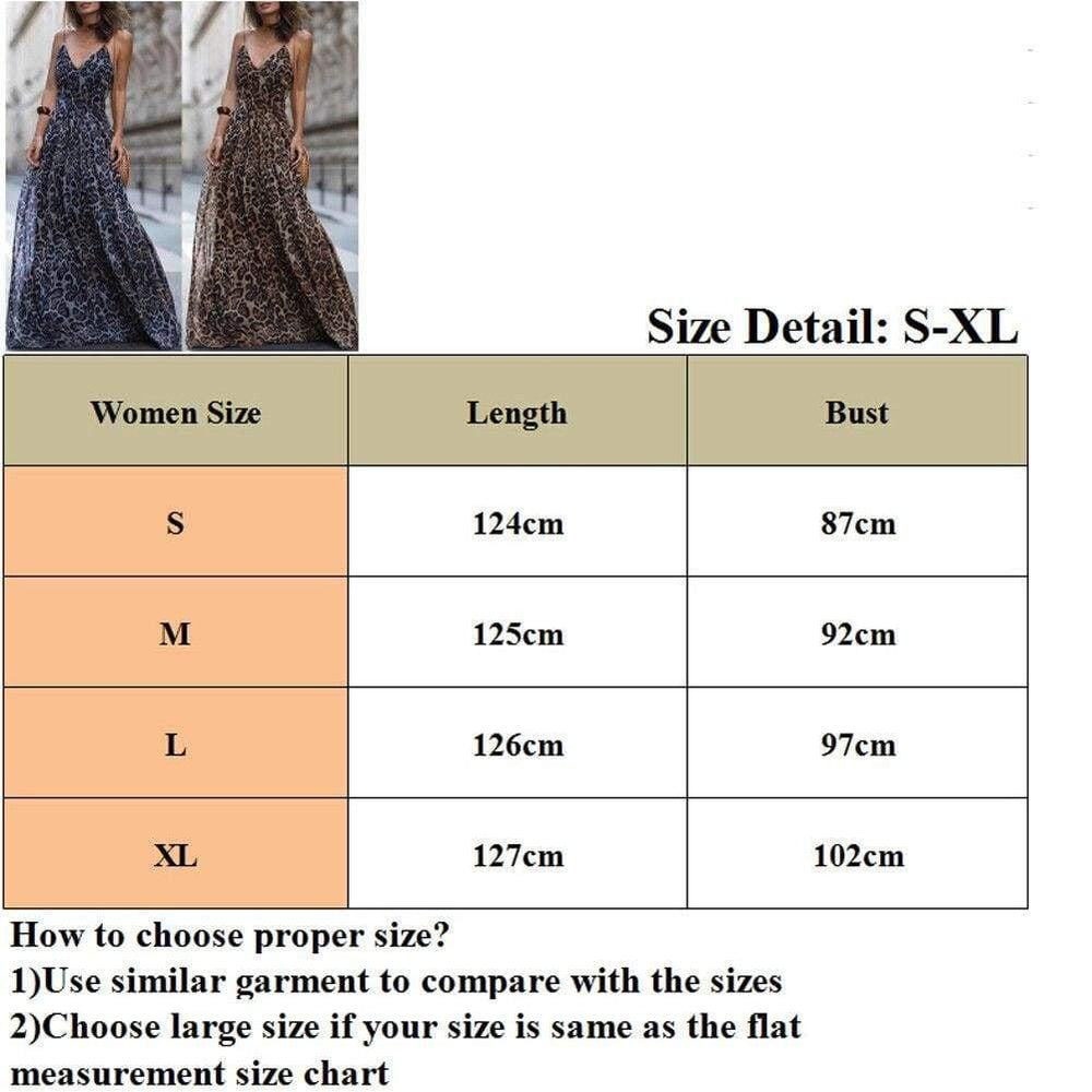 Leopard Print Sleeveless Maxi Long Dress Ladies Party V Neck  Beach  Dress Sundress Mssaz Desses