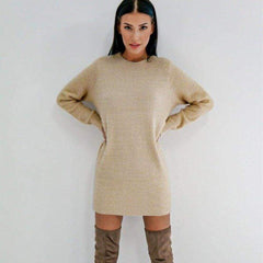Long Sleeve Knitted Sweater Mini Dress Autumn Winter Lady Backless Party Club Casual Jumper Dress Mssaz Desses