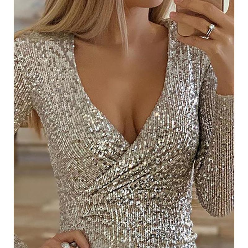 long sleeve sequin dress Mssaz Desses