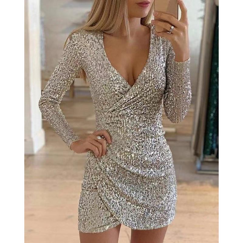 long sleeve sequin dress Mssaz Desses