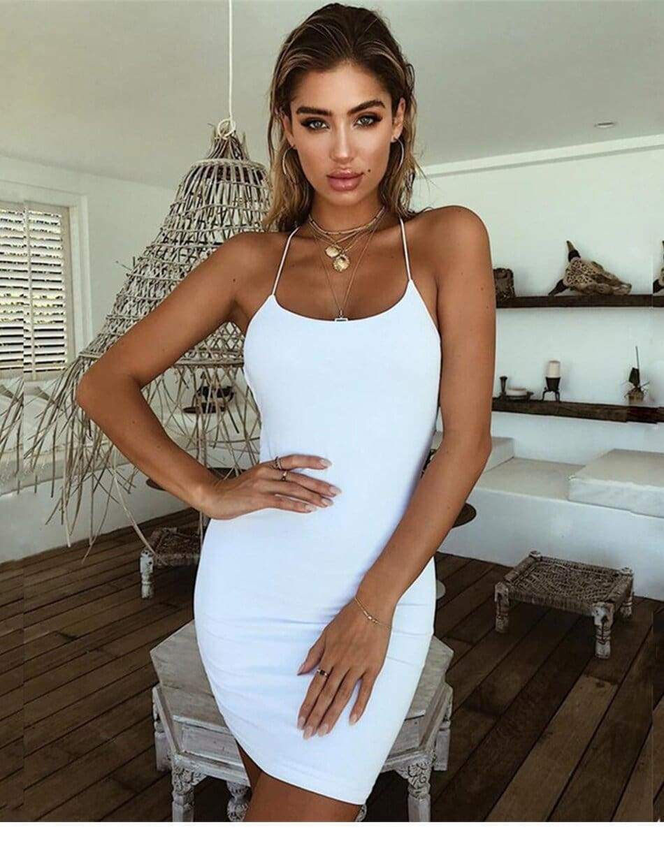 Dress Spaghetti Strap Bodycon Mini Beach Sundress Mssaz Desses