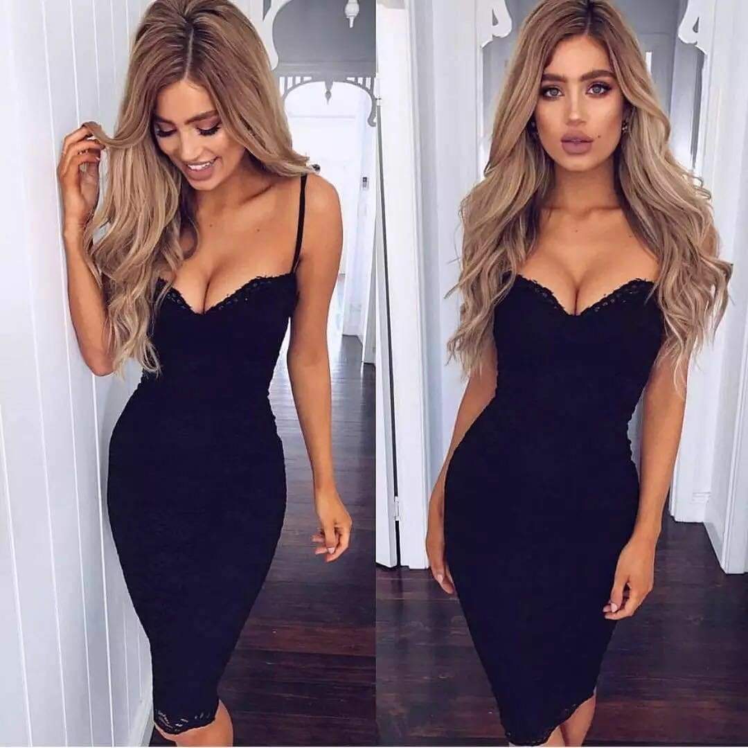 Lace Elegant Party Bodycon Dress Ladies V-Neck Spaghetti Strap Knee-Length Formal Dress Mssaz Desses