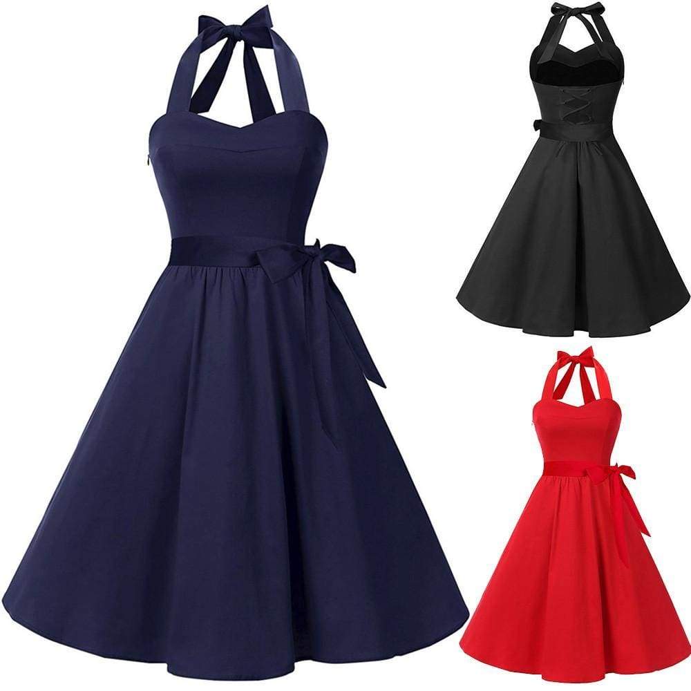 Vintage Halter Sleeveless Dresses Party Night Dress Mssaz Desses