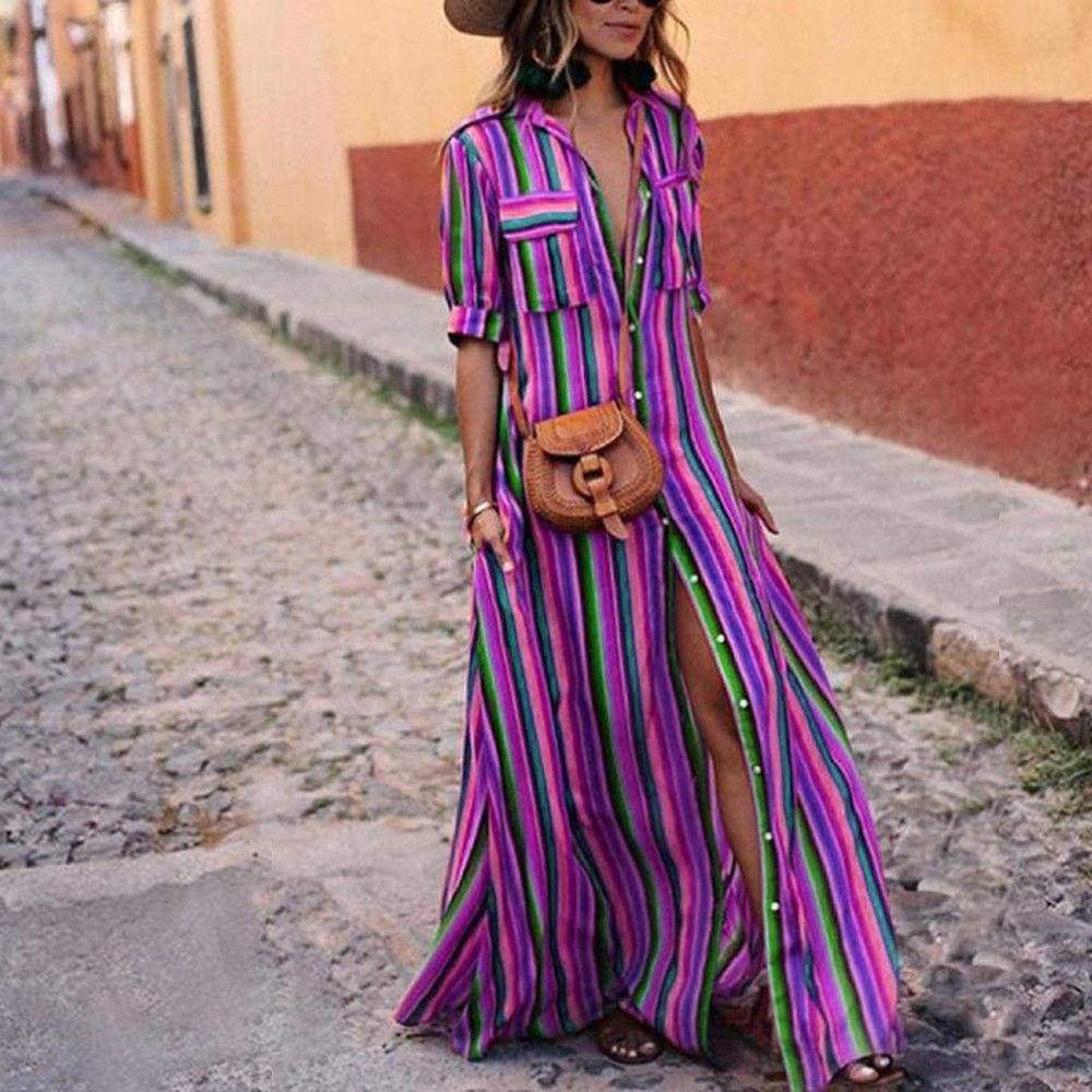 Boho Beach  Holiday Maxi Dress Mssaz Desses