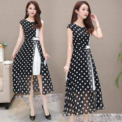 Chiffon Dress Open Side Split Dot Ladies Plus Size Dress Mssaz Desses