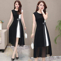 Chiffon Dress Open Side Split Dot Ladies Plus Size Dress Mssaz Desses