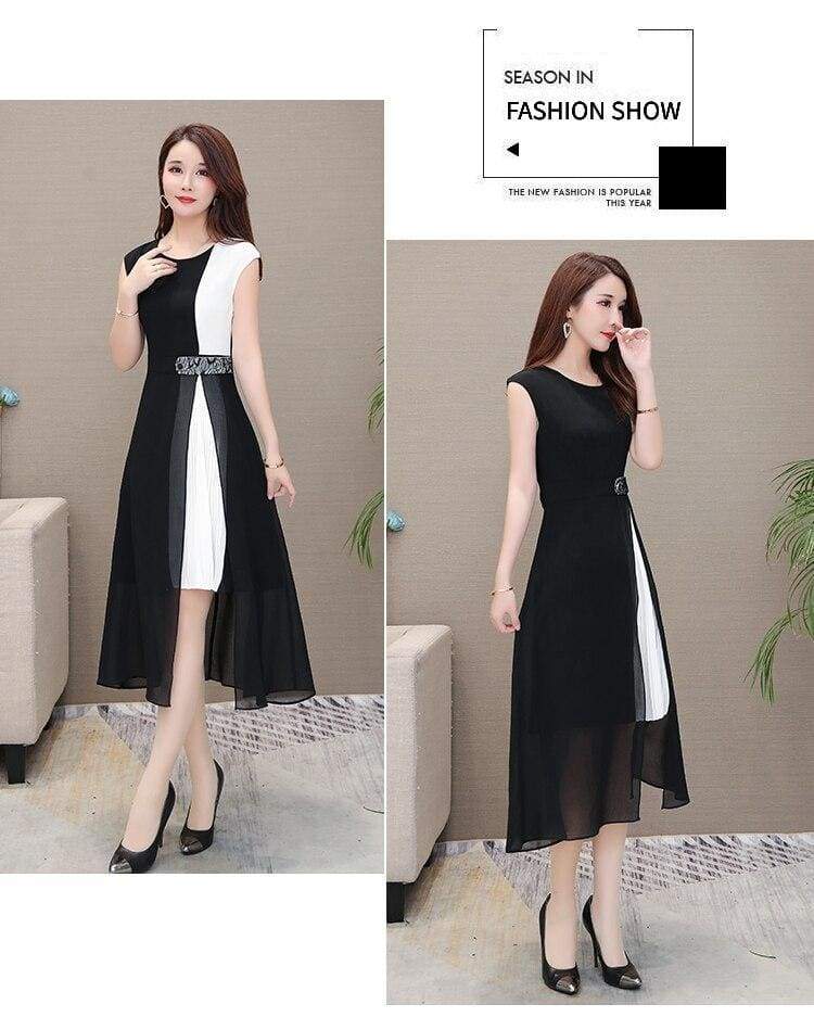 Chiffon Dress Open Side Split Dot Ladies Plus Size Dress Mssaz Desses