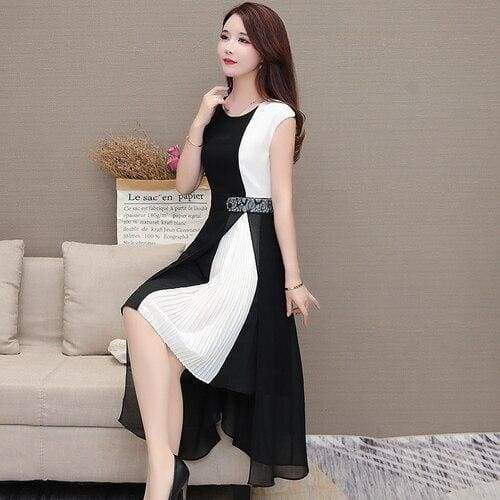 Chiffon Dress Open Side Split Dot Ladies Plus Size Dress Mssaz Desses